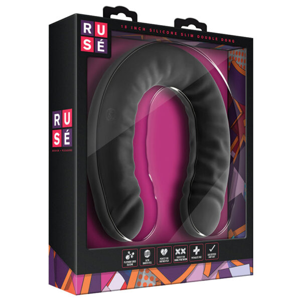 Ruse Silicone Double Headed Dildo-Black 18"