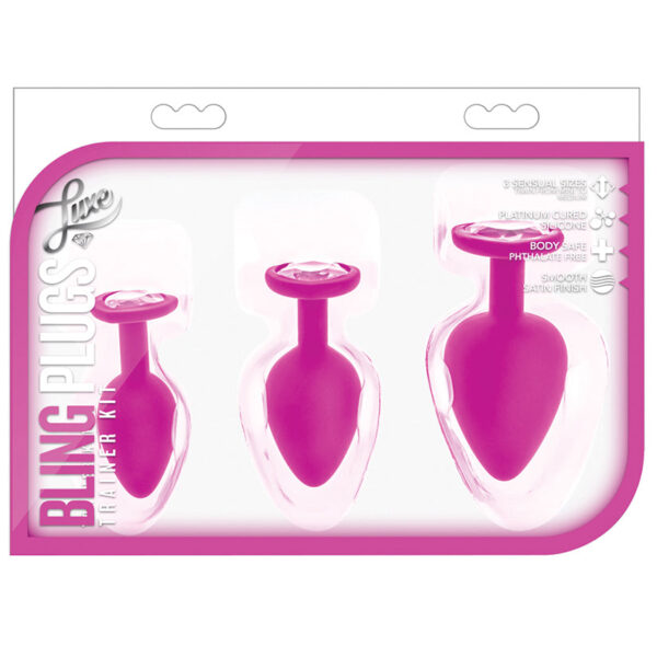 Luxe Bling Plugs Training Kit-Pink With White Gems