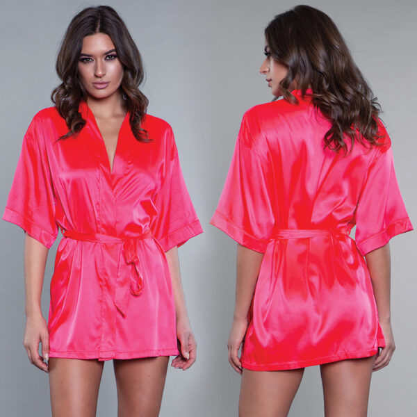 BeWicked Satin Robe-Hot Pink Small