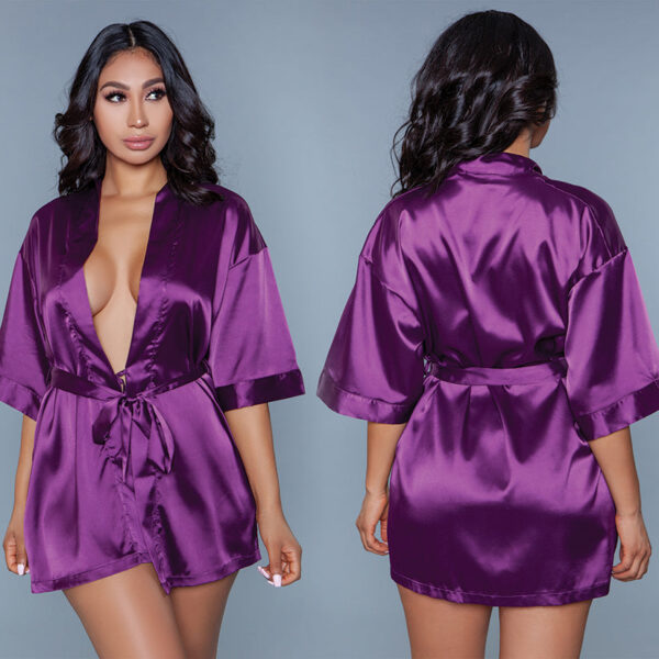 BeWicked Satin Robe-Purple Medium