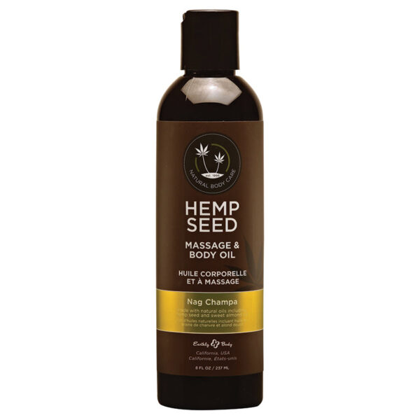Earthly Body Hemp Seed Massage & Body Oil-Nag Champa 8oz