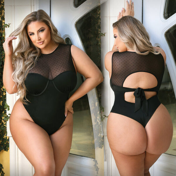 Fantasy Lingerie Raven High Neck Bodysuit-Black 3X/4X