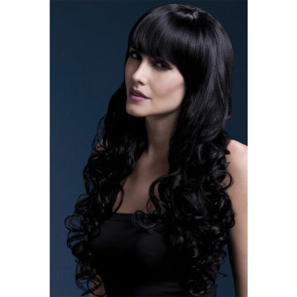 Fever Smiffys Isabelle Wig Soft Curl With Fringe-Black 26"