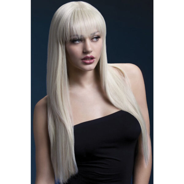 Fever Smiffys Jessica Wig Long Straight & Fringe-Blonde 26"