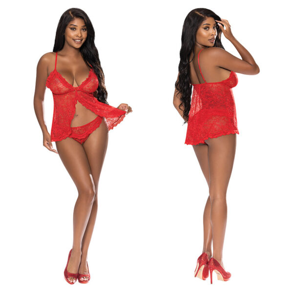 Magic Silk Babydoll & Panty Set-Red S/...