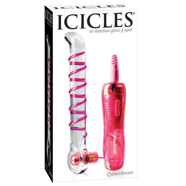 Icicles No.4-10 Function Vibrating Glass G-Spot-Pink 7"