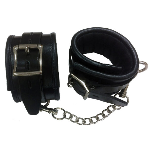 Leather Padded Ankle Cuffs-Black