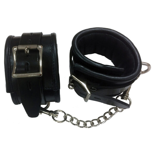 Padded Leather Wrist Cuffs-Black