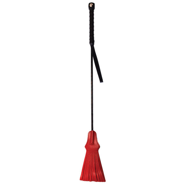 Leather Tasselled Riding Crop-Red