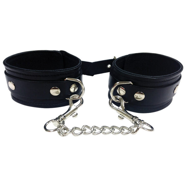Plain Leather Wrist Cuffs-Black