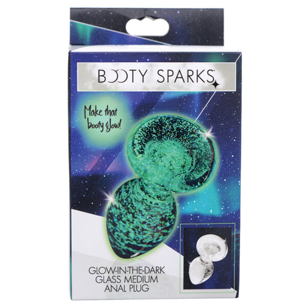 Booty Sparks Glow-In-The-Dark Glass Anal Plug-Medium